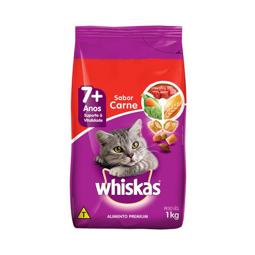 Ração Whiskas 7+ Gatos Adultos Carne 1kg