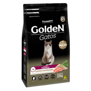 RAÇÃO GOLDEN GATOS CASTRADOS FRANGO 3KG