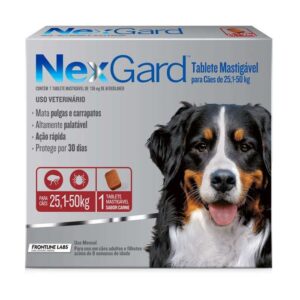 NEXGARD ANTIPULGAS E CARRAPATOS PARA CÃES DE 25,1 A 50KG - 1 CAIXA