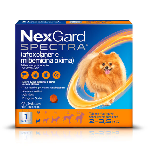 NEXGARD SPECTRA ANTIPULGAS E CARRAPATOS PARA CÃES DE 2, 3,5KG - 1 CAIXA