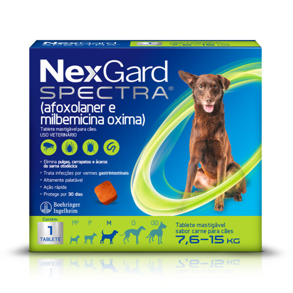 NEXGARD SPECTRA ANTIPULGAS E CARRAPATOS PARA CÃES DE 7,6 A 15KG - 1 CAIXA