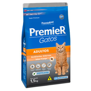 Ração Premier Gatos Adultos Ambiente Interno Frango 7,5kg