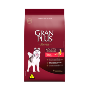 RAÇÃO GRAN PLUS CÃES ADULTOS CARNE E ARROZ 20KG