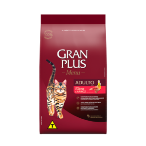 RAÇÃO GRAN PLUS MENU GATOS ADULTOS CARNE E ARROZ 10,1KG