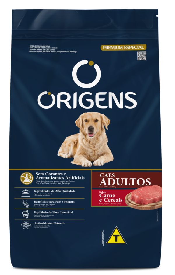 RAÇÃO ORIGENS PREMIUM ESPECIAL CÃES ADULTOS SABOR CARNE E CEREAIS 15KG