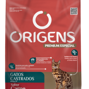 RAÇÃO ORIGENS PREMIUM ESPECIAL GATOS CASTRADOS SABOR CARNE 3KG