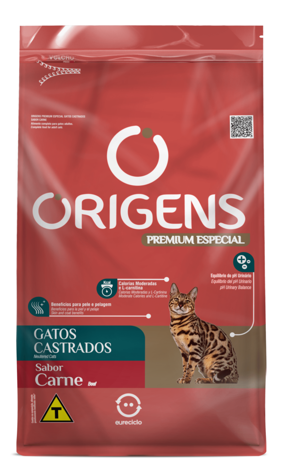 RAÇÃO ORIGENS PREMIUM ESPECIAL GATOS CASTRADOS SABOR CARNE 3KG