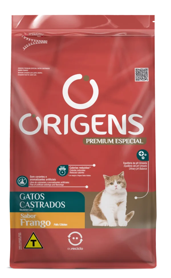 RAÇÃO ORIGENS PREMIUM ESPECIAL GATOS CASTRADOS SABOR FRANGO 10,1KG