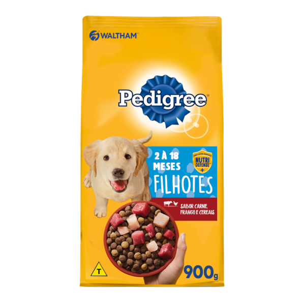 RAÇÃO PEDIGREE CÃES FILHOTES 2 A 18 MESES CARNE, FRANGO E CEREAIS 900GR