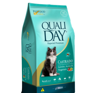 RAÇÃO QUALIDAY GATOS CASTRADOS ADULTOS SABOR SALMÃO ARROZ E VEGETAIS 10,1KG