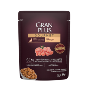 RAÇÃO ÚMIDA GRAN PLUS GATOS SACHÊ GOURMET TRATO URINÁRIO FRANGO 85G