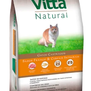 RAÇÃO VITTA NATURAL GATOS ADULTO CASTRADO SABOR FRANGO E CEREAIS INTEGRAIS 10,1KG