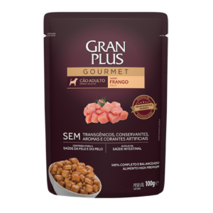 RAÇÃO ÚMIDA GRAN PLUS CÃES ADULTOS GOURMET SACHÊ SABOR FRANGO 100GR