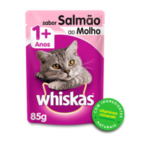 WHISKAS SACHE GATOS ADULTOS SALMÃO AO MOLHO 85GR