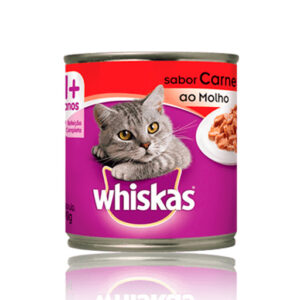 Ração Úmida Pedaços ao Molho Whiskas Carne Lata 290grs