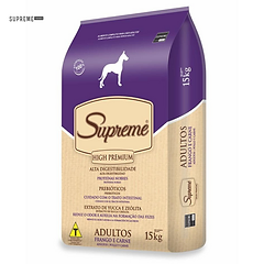 RAÇÃO SUPREME HIGH PREMIUM CÃES ADULTO SABOR CARNE E FRANGO15KG