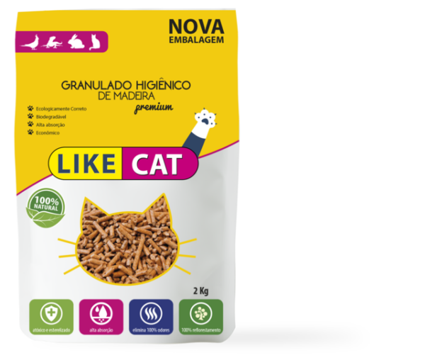 LIKE CAT GRANULADO HIGIÊNICO MADEIRA 2KG