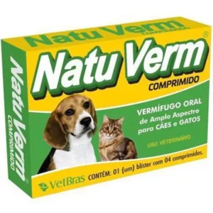 Vermífugo Natuverm Cães e Gatos 4 Comprimidos