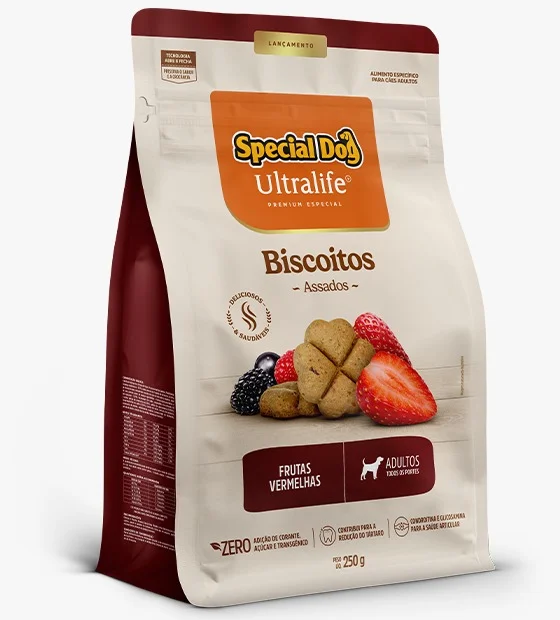 BISCOITOS SPECIAL DOG ULTRALIFE ADULTOS FRUTAS VERMELHAS 250g