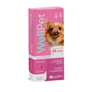 Antipulgas e Carrapatos Wellpet 45 mg para Cães 2 a 4,5 kg 1 comprimido